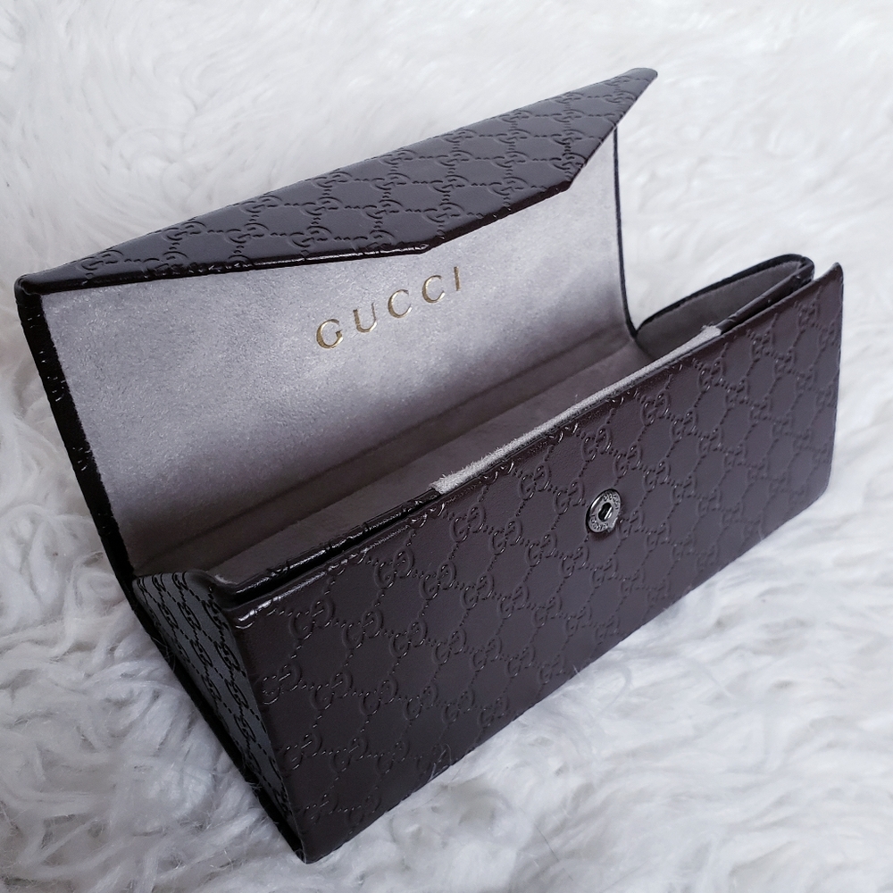Gucci brown eyeglasses sunglasses embossed case